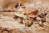 Farrukh Naseem, 15 x 22 Inch, Watercolor On Paper, Seascape Painting,AC-FN-100